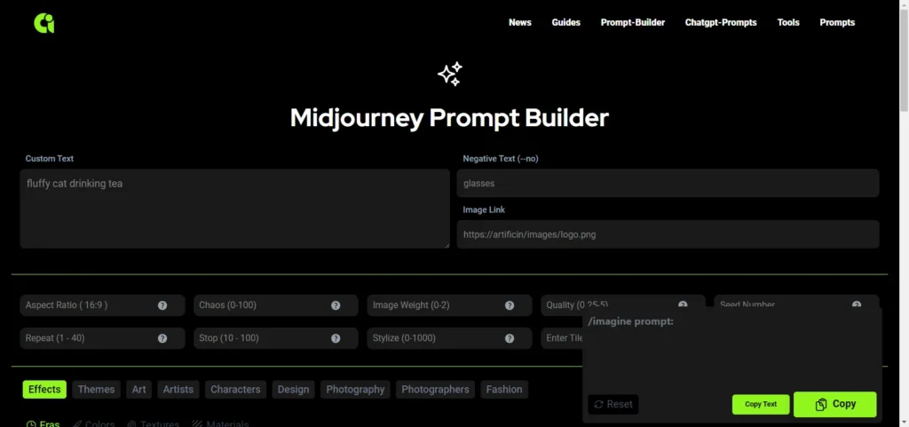 midjourney prompt builder