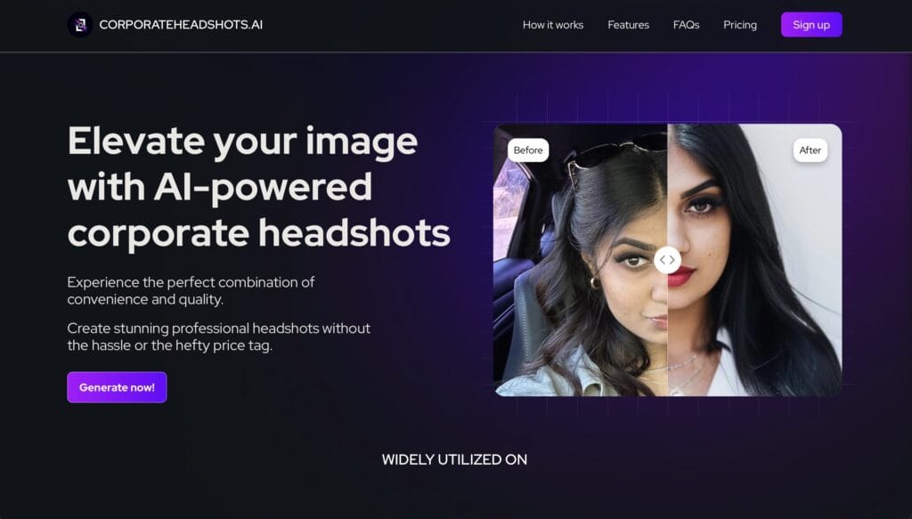 corporate headshots ai landing page